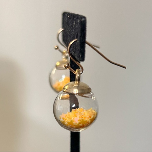 Yellow Wishing Ball Earrings - Picture 3 of 5